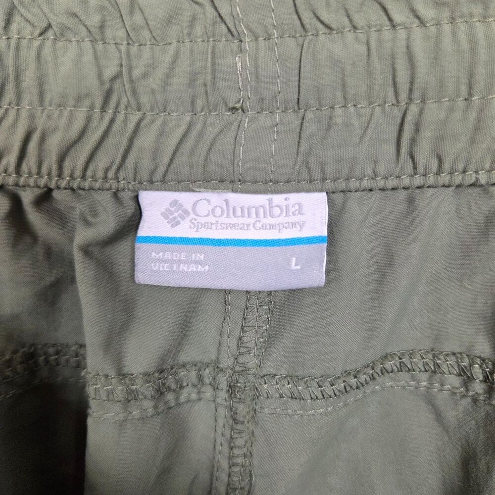 Columbia Windbreaker Cargo Pants Womens Large Cropped Hiking Green - Picture 11 of 12
